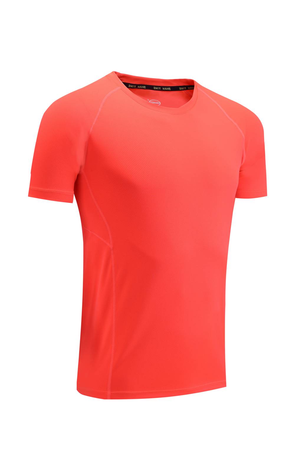 定制t恤 运动内搭潮T恤男女情侣装玫红色 3D图示