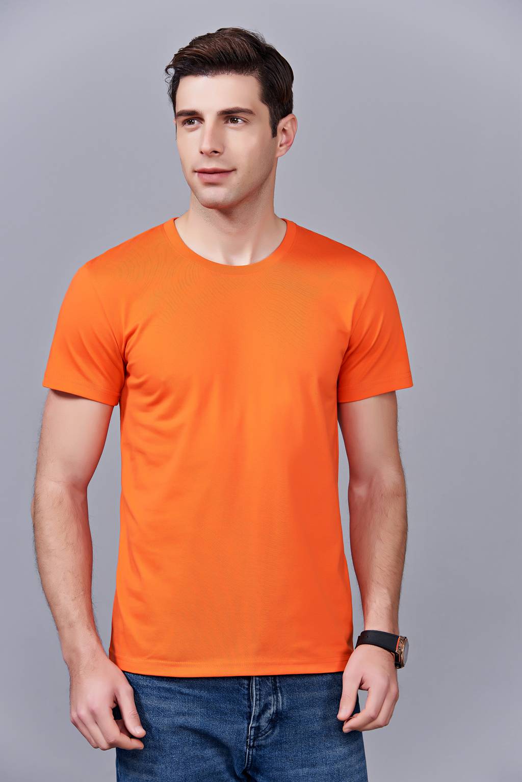 亲子装母女母子一家三口四口全家装情侣装短袖t恤(橘色)