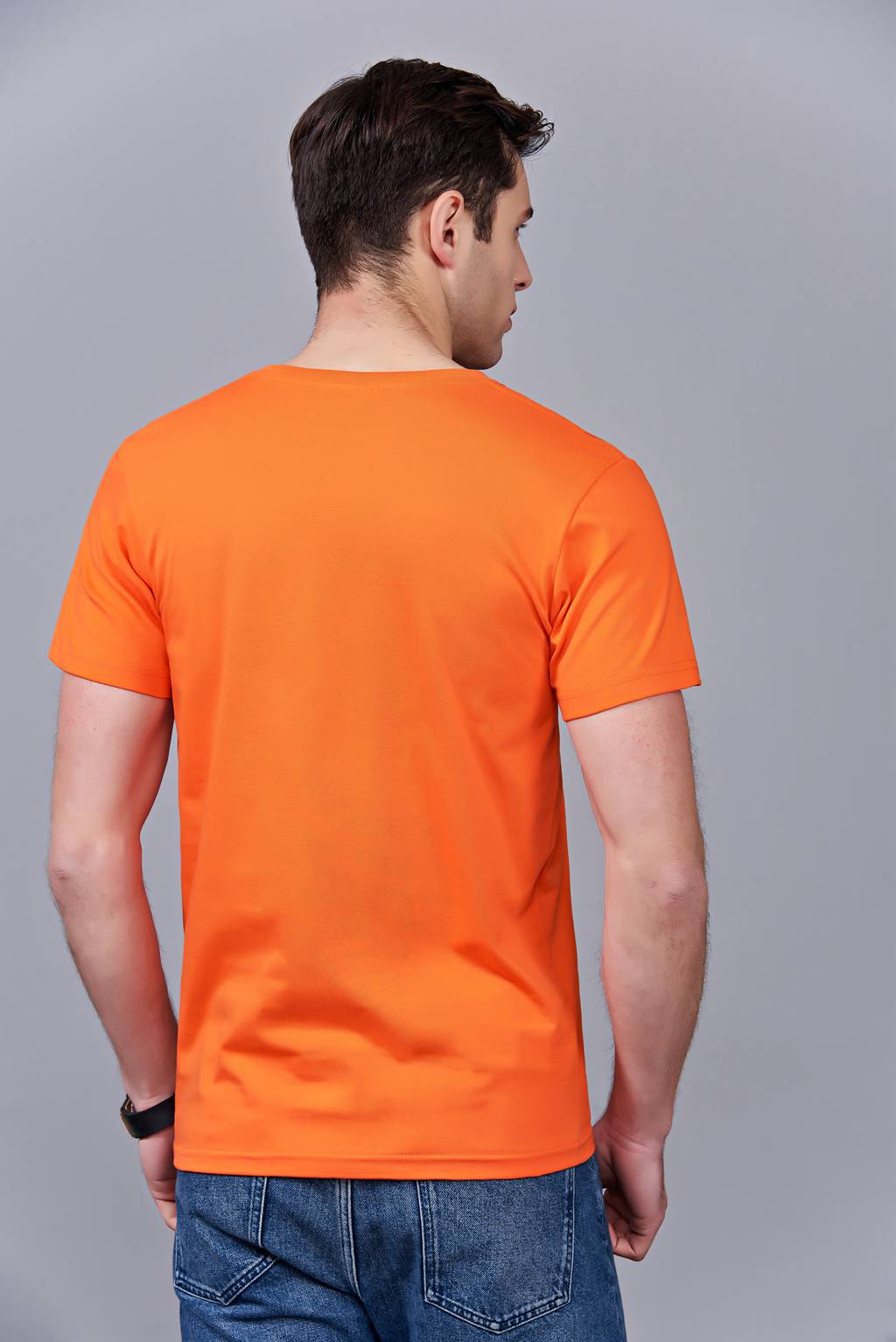 亲子装母女母子一家三口四口全家装情侣装短袖t恤(橘色)