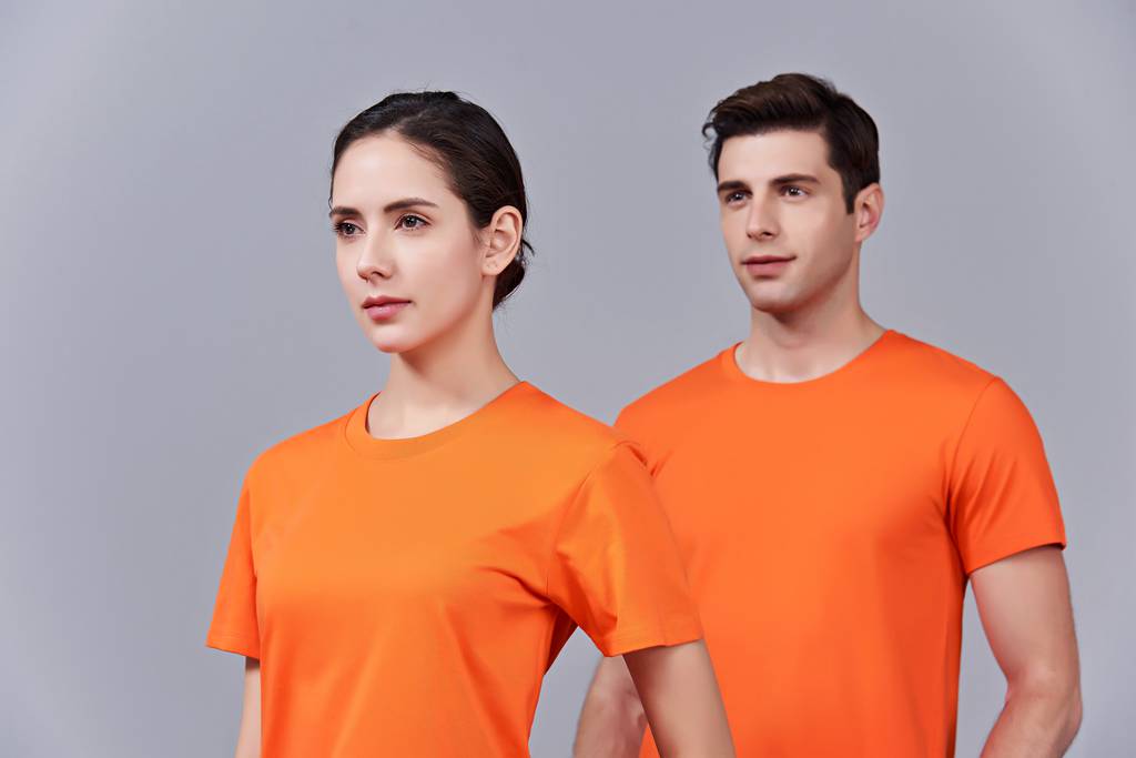 亲子装母女母子一家三口四口全家装情侣装短袖t恤(橘色)